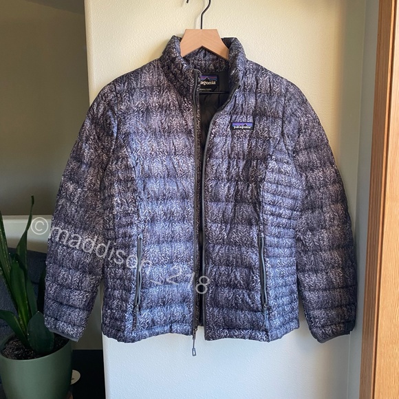 Patagonia Down Sweater Jacket Small Forestland Tailored Grey Black Snowy S - Picture 13 of 16